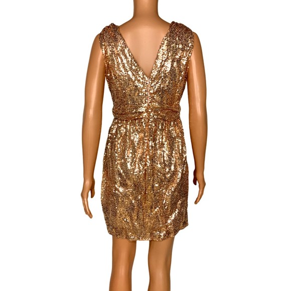 Fashion Classic Fashion Sequin Faux-Wrap Sheath Dress Rose Gold S (US 2-4) - Picture 3 of 7